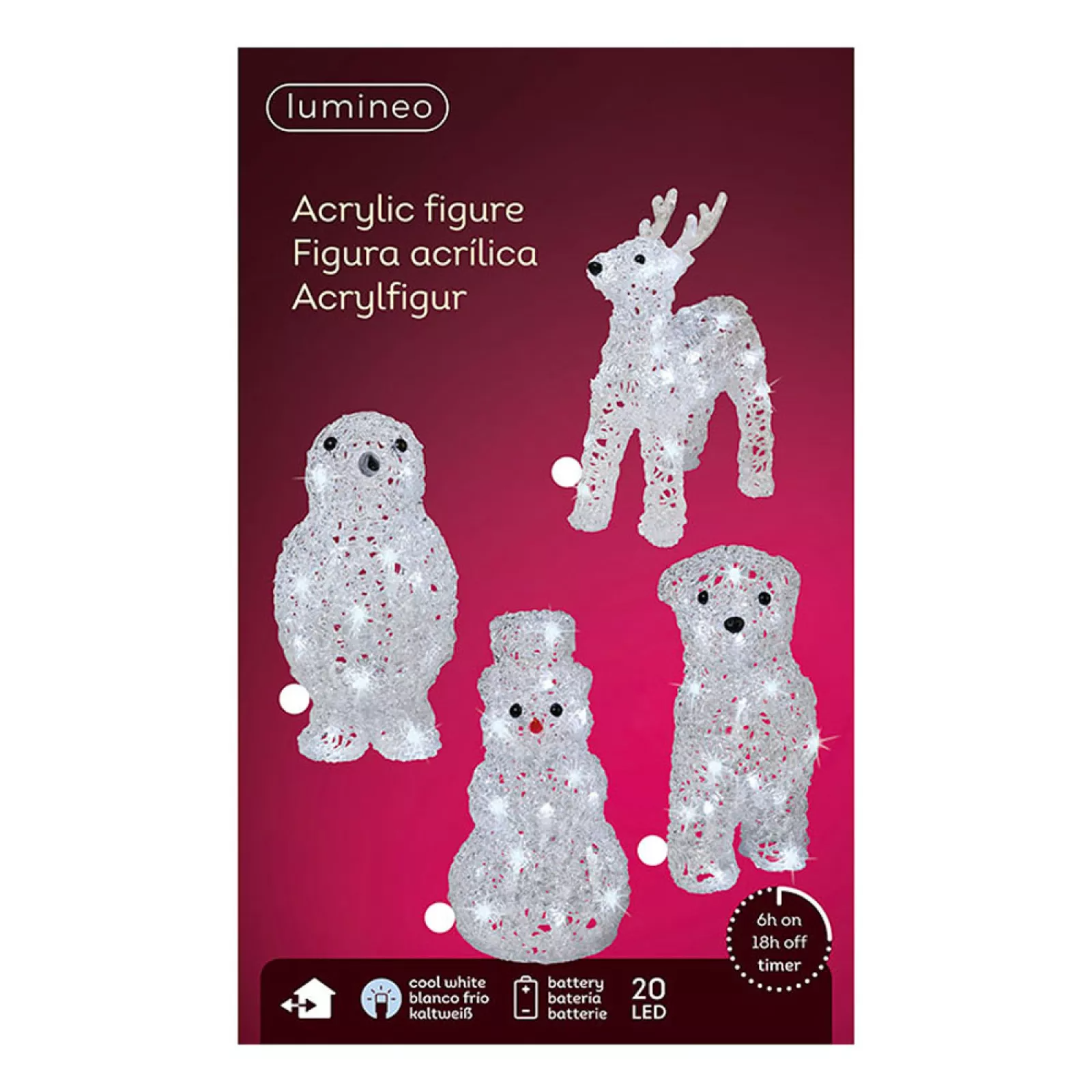 FIGURA LED ACRILICA EXTERIOR A PILAS VARIOS MODELO
